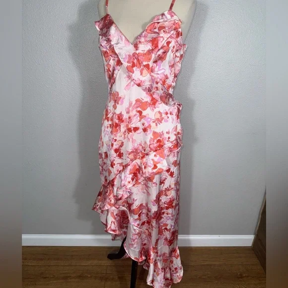 Japna Pink and Red Floral Midi women’s Dress size large - Picture 4 of 10